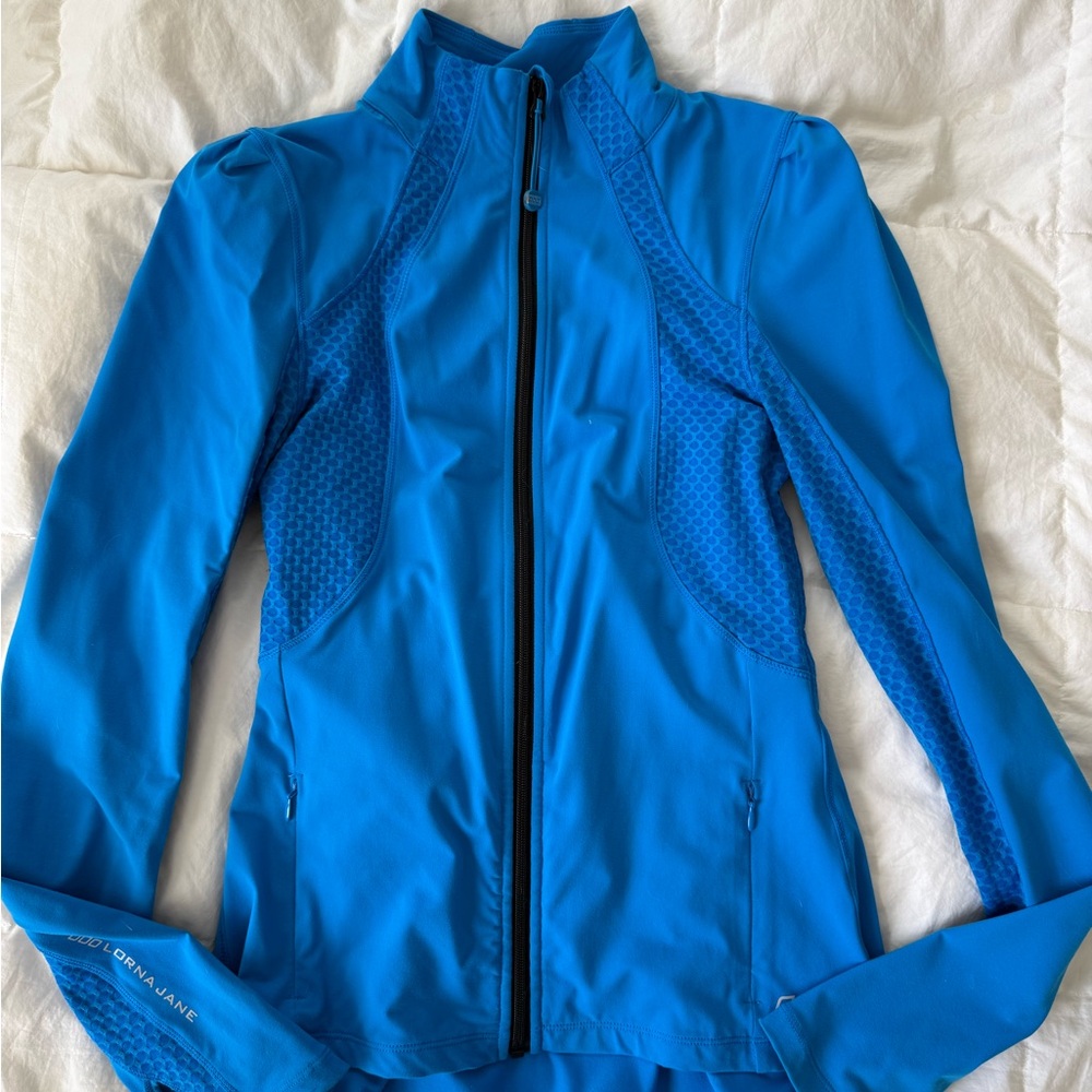Lorna Jane Blue Ski Jacket High Collar Slim Fit